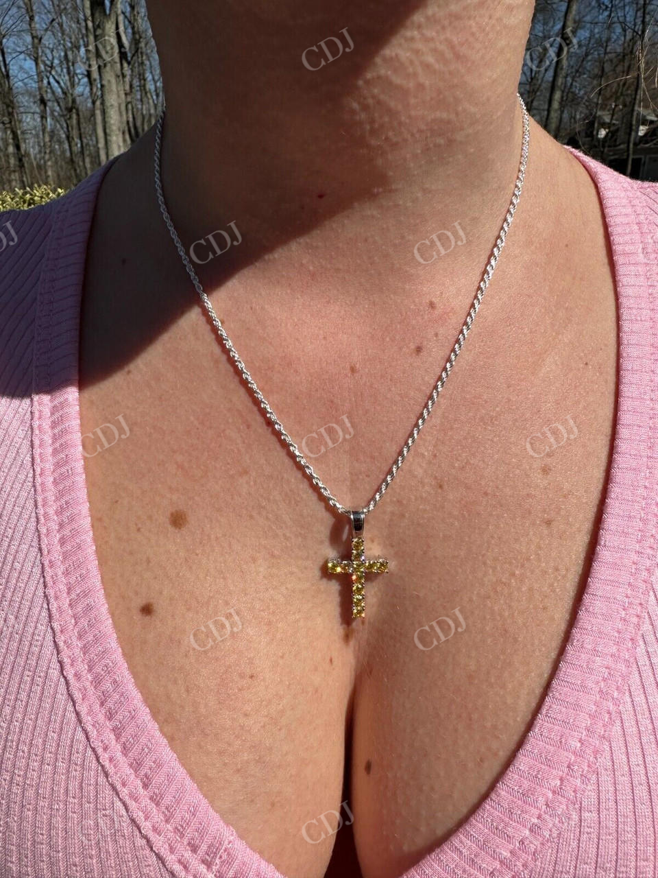 Yellow Canary Moissanite Cross Iced Hip Hop Pendant  customdiamjewel   