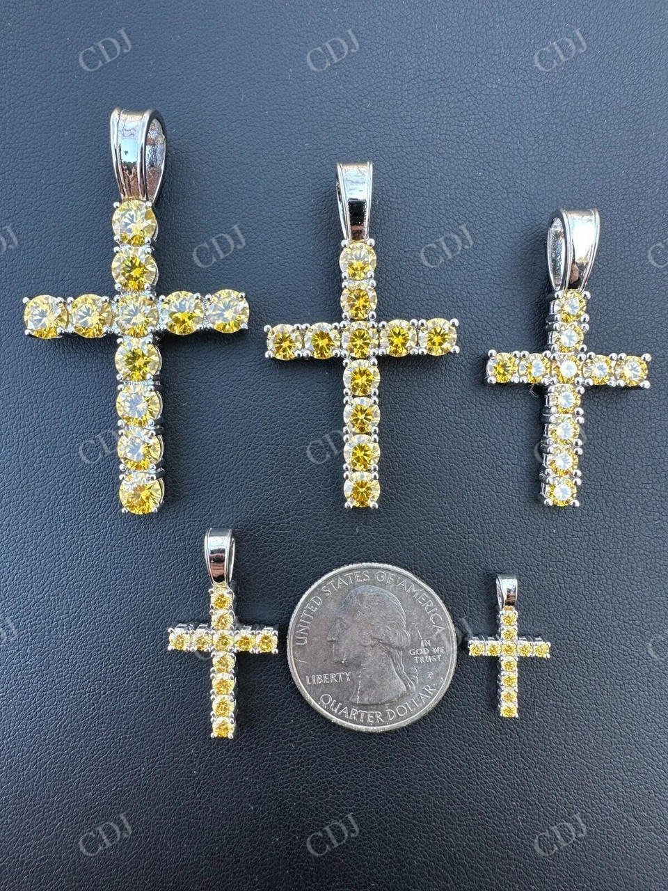 Yellow Canary Moissanite Cross Iced Hip Hop Pendant  customdiamjewel   