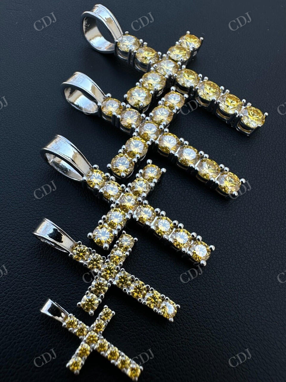 Yellow Canary Moissanite Cross Iced Hip Hop Pendant  customdiamjewel   