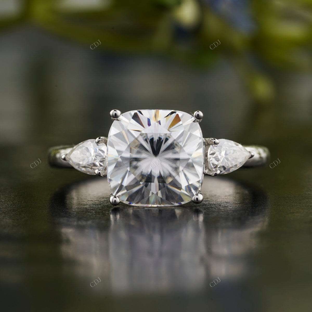 Lab-Grown Diamond Cushion Trilogy Ring