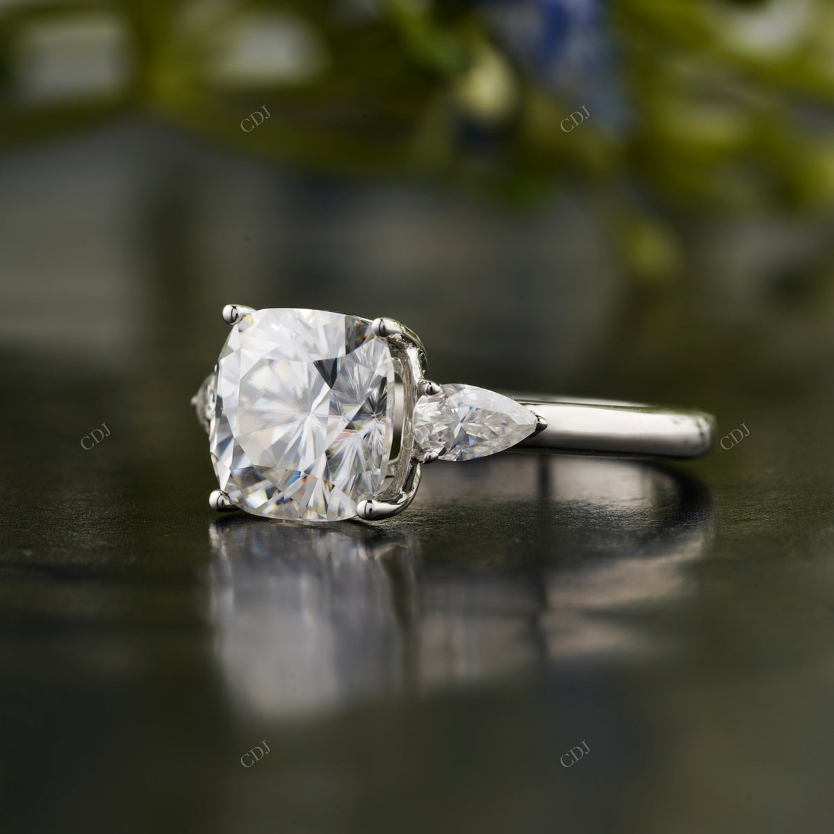 Lab-Grown Diamond Cushion Trilogy Ring