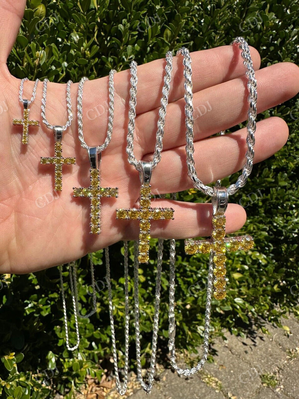 Yellow Canary Moissanite Cross Iced Hip Hop Pendant  customdiamjewel   