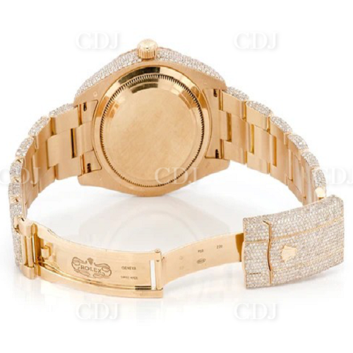 Full Yellow Rolex Oyster Sky Dweller Natural Diamond Watch customdiamjewel