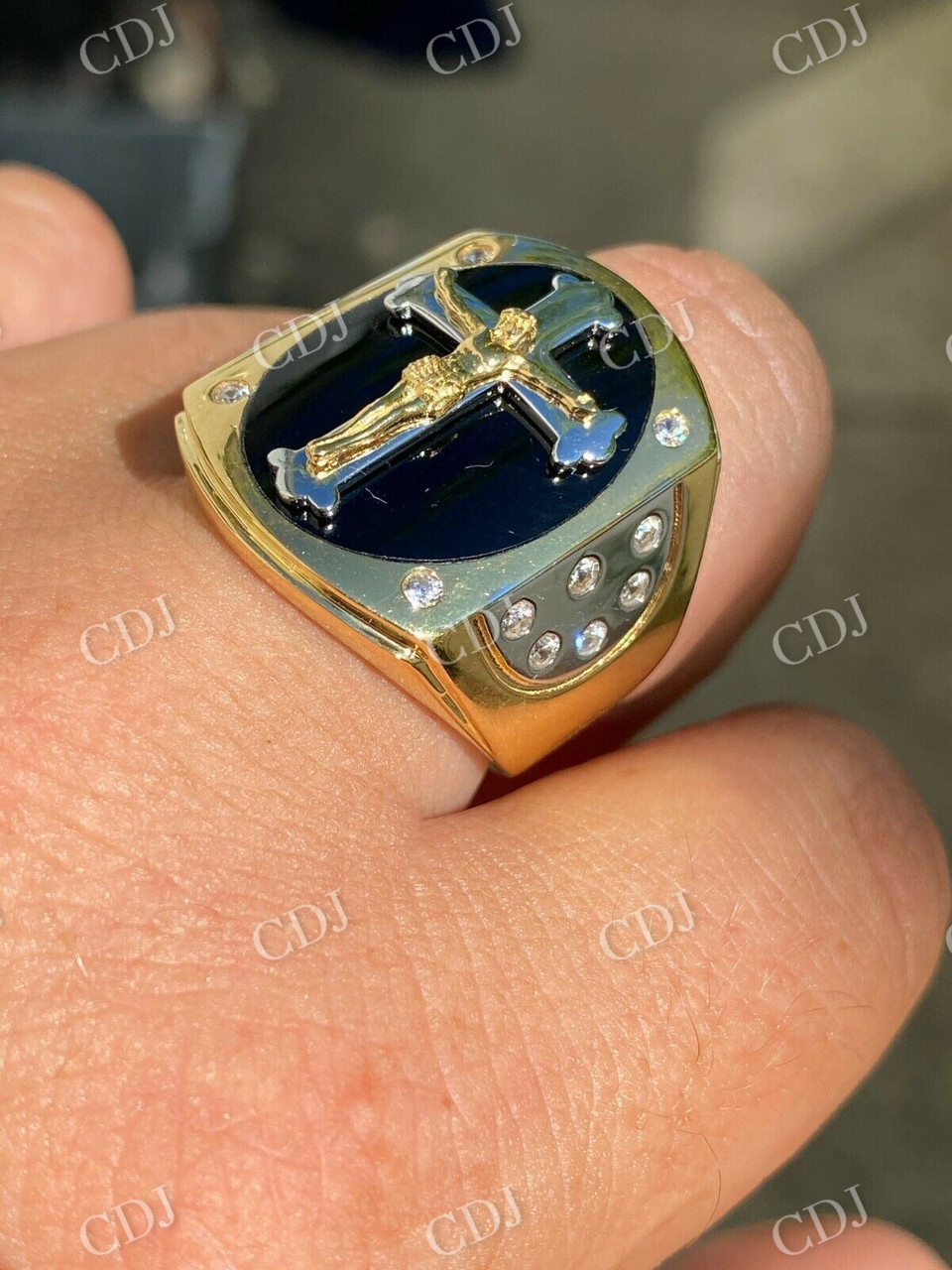 14K Solid Gold Criss Cross Hip Hop Ring  customdiamjewel   