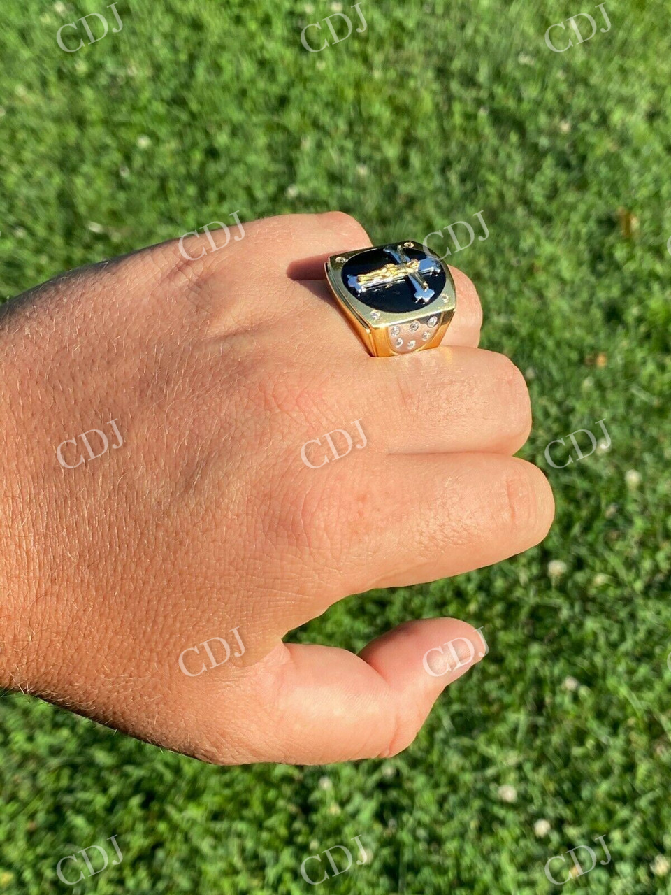 14K Solid Gold Criss Cross Hip Hop Ring  customdiamjewel   