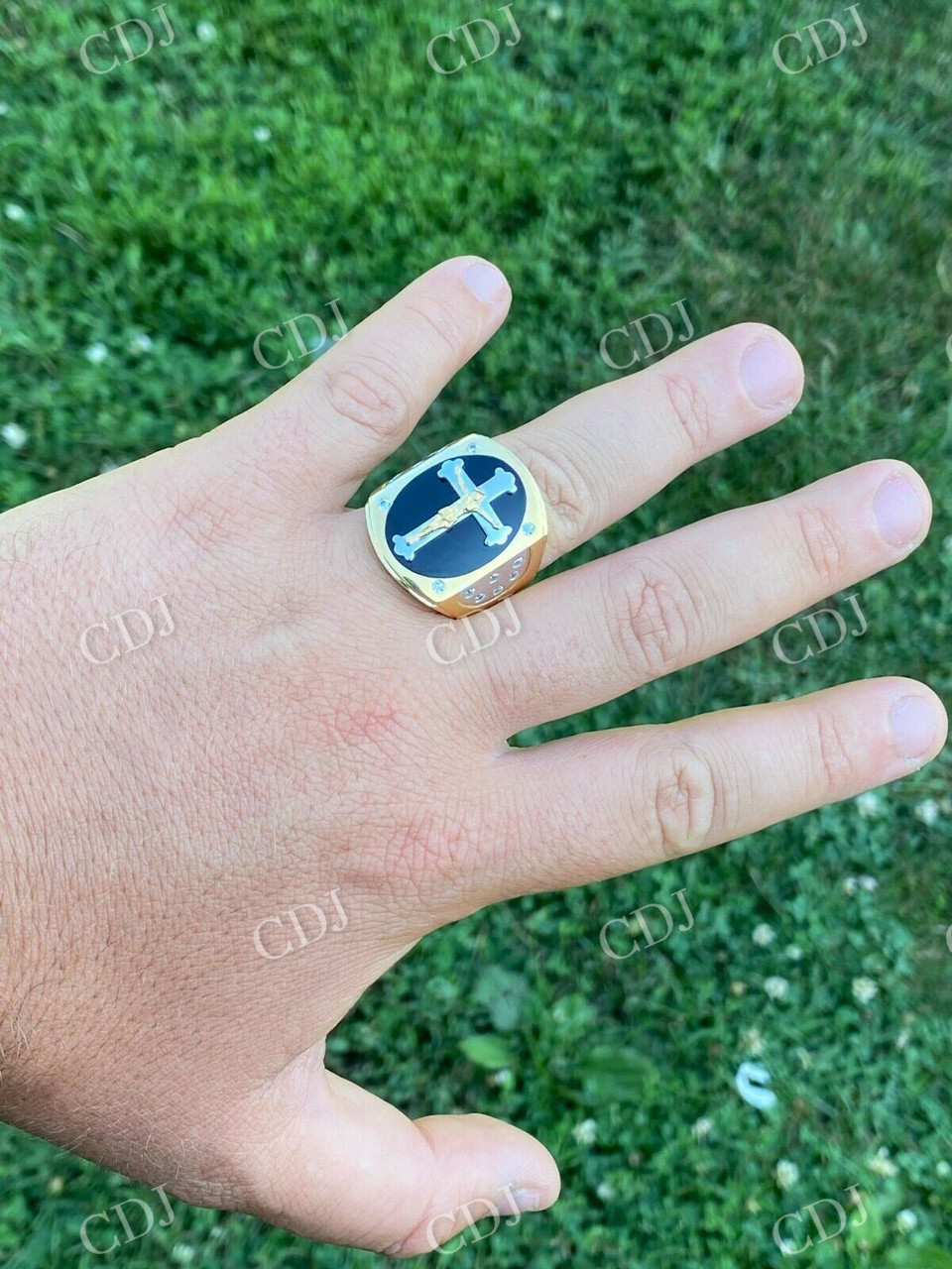 14K Solid Gold Criss Cross Hip Hop Ring  customdiamjewel   