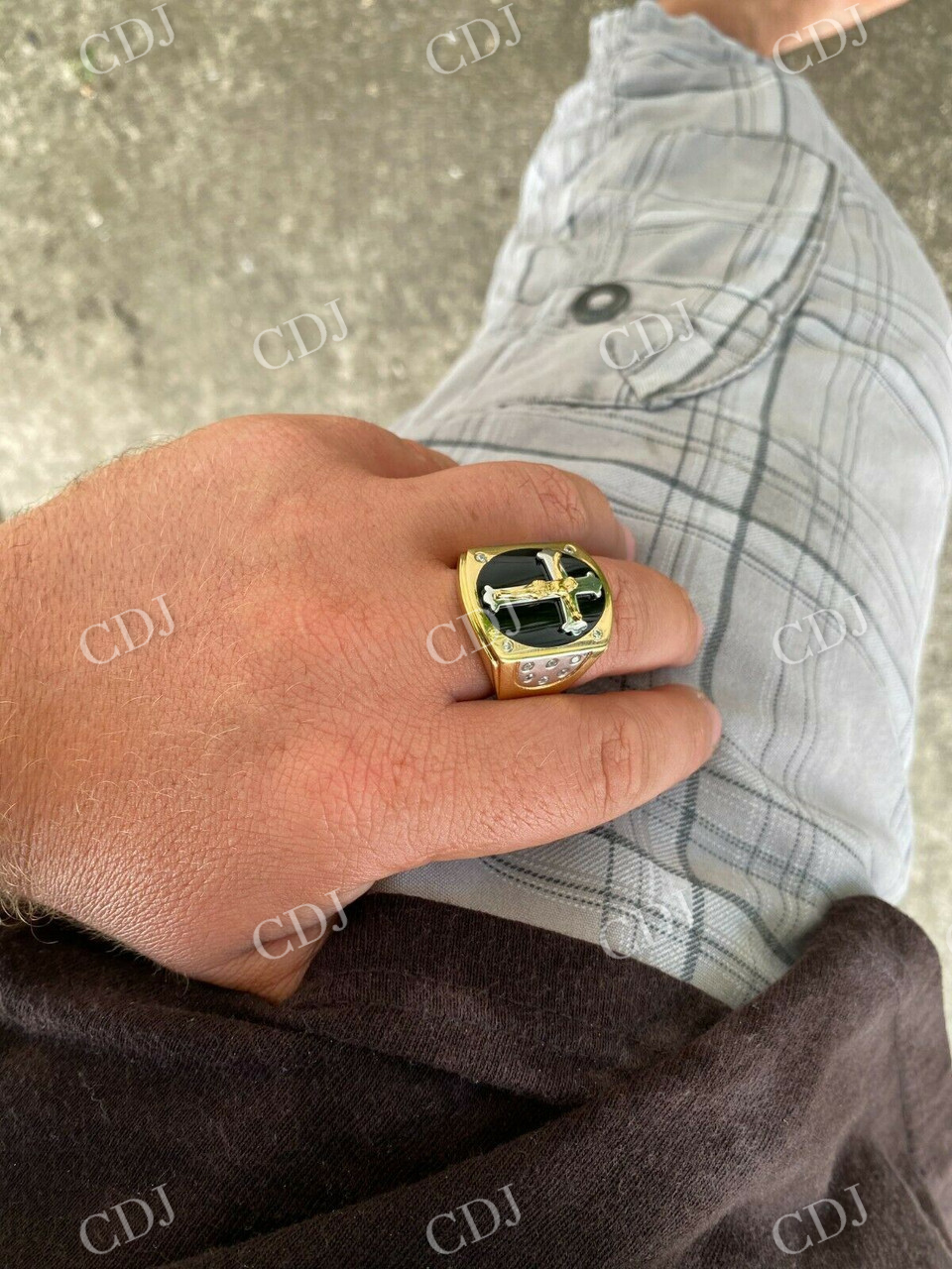 14K Solid Gold Criss Cross Hip Hop Ring  customdiamjewel   
