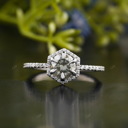 Moissanite Diamond Hexagon Halo Ring