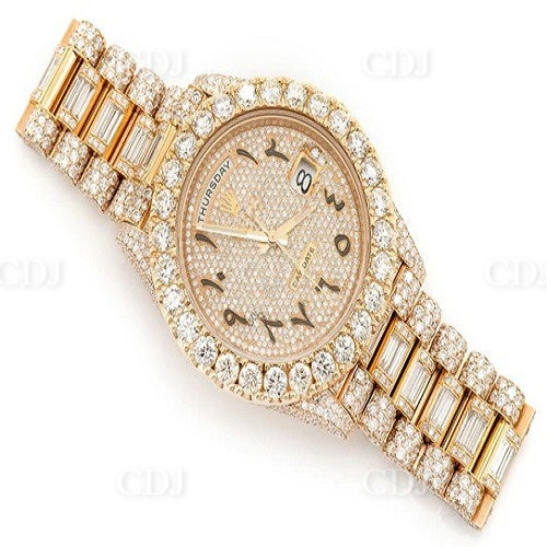 Full Iced Out Moissanite Diamond Gold Pelted Rolex Luxury Wrist Watch customdiamjewel
