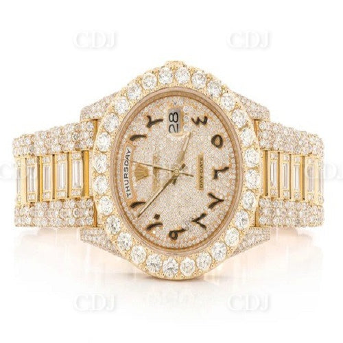 Full Iced Out Moissanite Diamond Gold Pelted Rolex Luxury Wrist Watch customdiamjewel