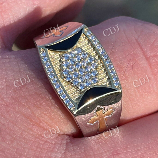 Mens Bling Two Tone Iced Out Hip Hop Ring  customdiamjewel   