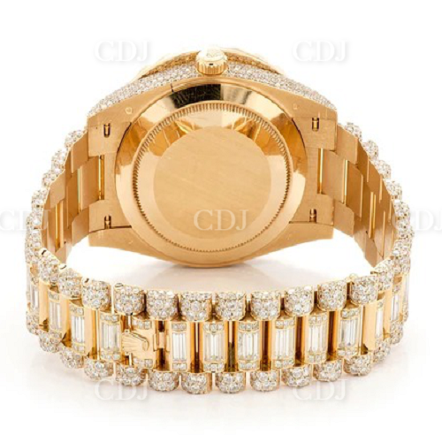 Full Iced Out Moissanite Diamond Gold Pelted Rolex Luxury Wrist Watch customdiamjewel