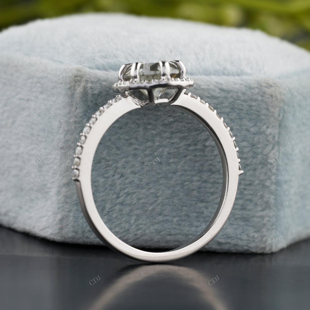 Moissanite Diamond Hexagon Halo Ring