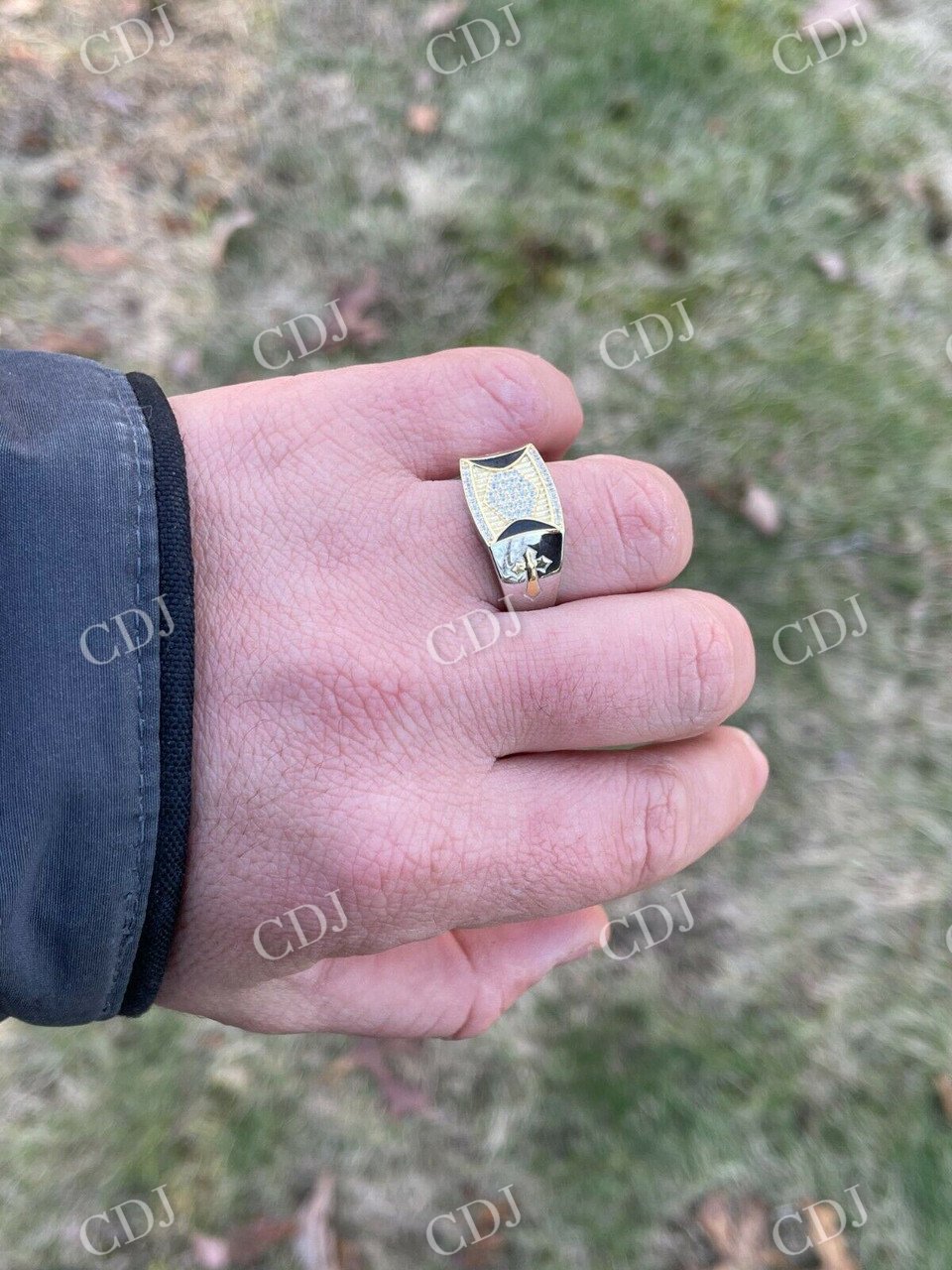 Mens Bling Two Tone Iced Out Hip Hop Ring  customdiamjewel   