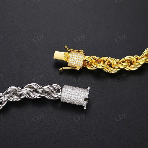 Hip Hop Twisted Rope Gold Chain with Moissanite Clasp hip hop jewelry CustomDiamJewel