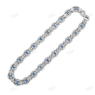 14K White Gold Eye Clover Link Chain Necklace hip hop jewelry CustomDiamJewel