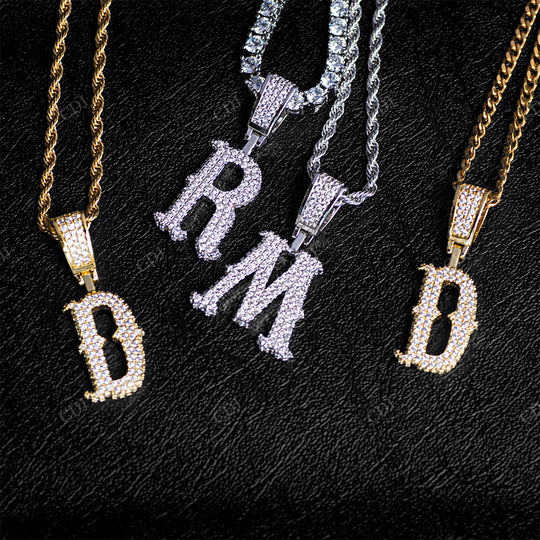 Fully Iced Out One Letter Hip Hop Pendant hip hop jewelry CustomDiamJewel