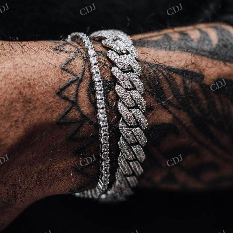 12MM Diamond Prong Set Cuban Link Chain For Men's  customdiamjewel   