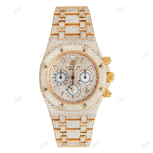 AP Chronograph Fully Iced Out Hip Hop Watch customdiamjewel