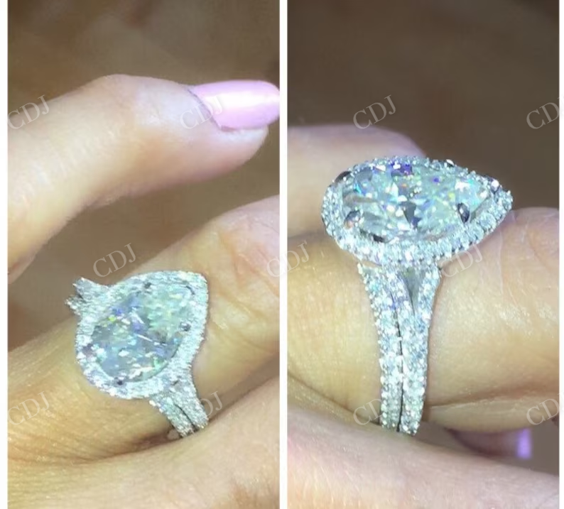 Pear Cut Halo Eternity Engagement Ring  customdiamjewel   