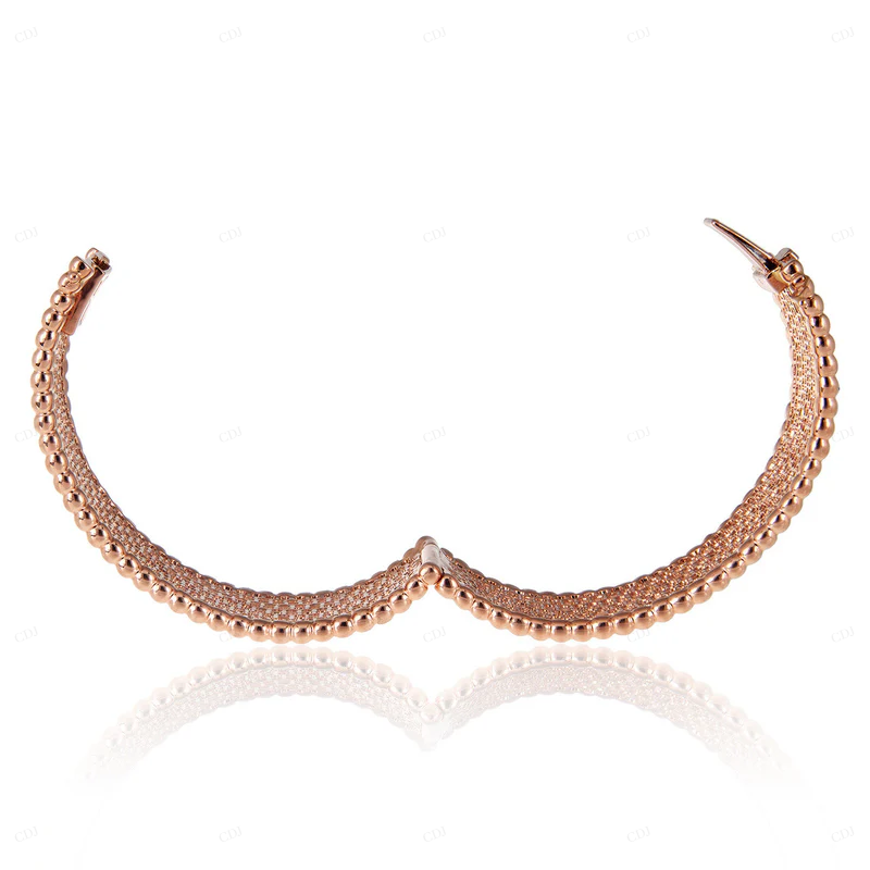 18K Rose Gold VVS Moissanite Unique Bangle Bracelet CustomDiamJewel