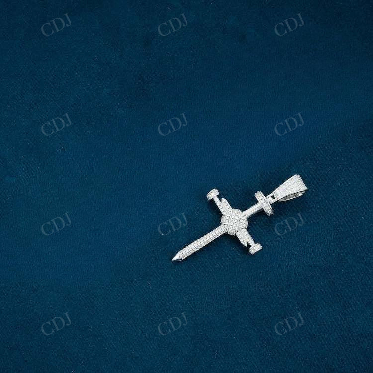 Round Cut Cross Hip Hop Diamond Pendant  customdiamjewel   