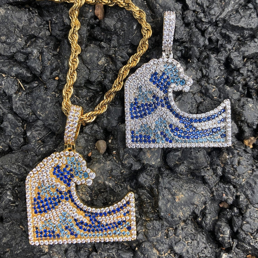 Multi Tone Hip Hop Custom Water Design Pendant hip hop jewelry CustomDiamJewel