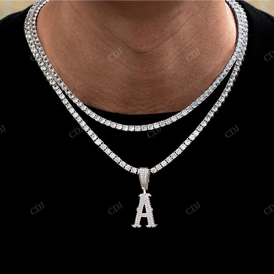 Fully Iced Out One Letter Hip Hop Pendant hip hop jewelry CustomDiamJewel
