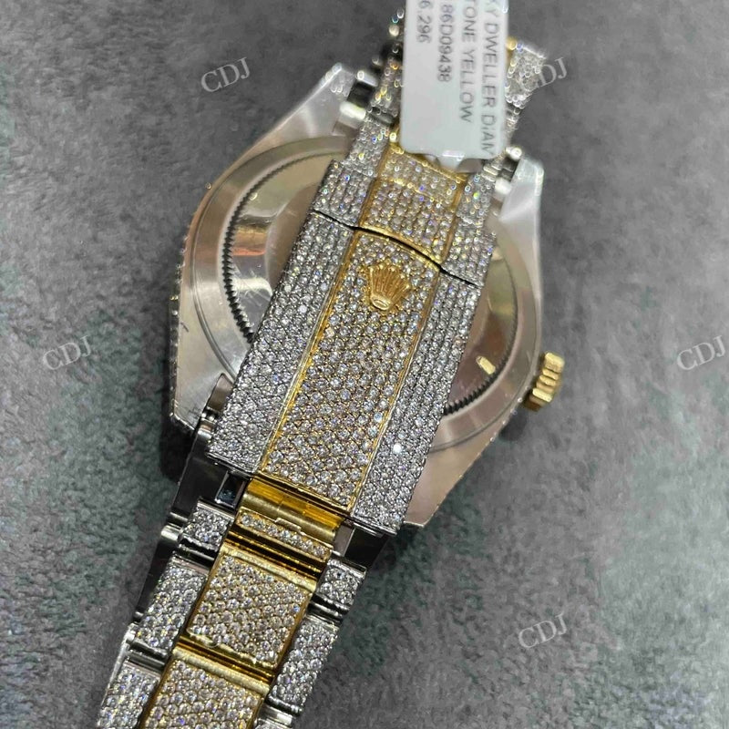 Rolex Sky Dweller Champagne Dial Iced Out Lab Diamond Watch customdiamjewel