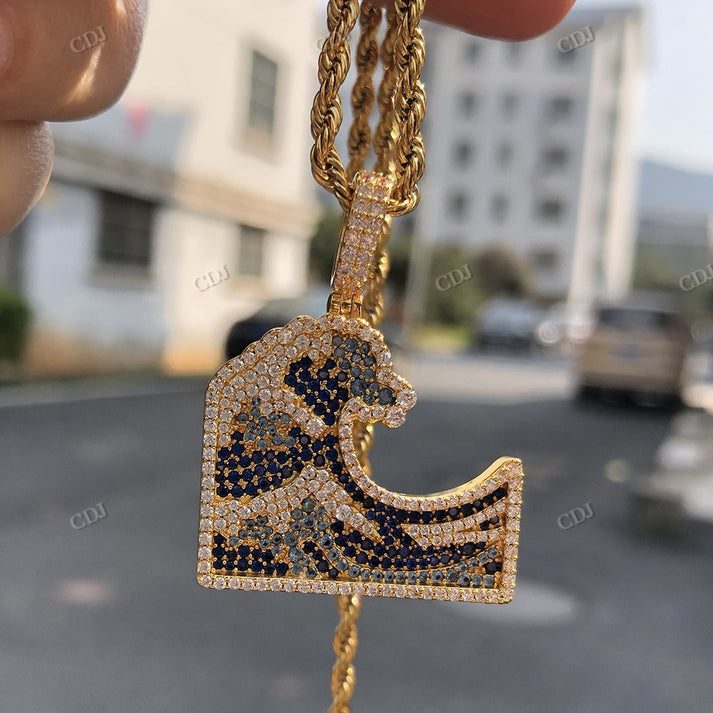 Multi Tone Hip Hop Custom Water Design Pendant hip hop jewelry CustomDiamJewel