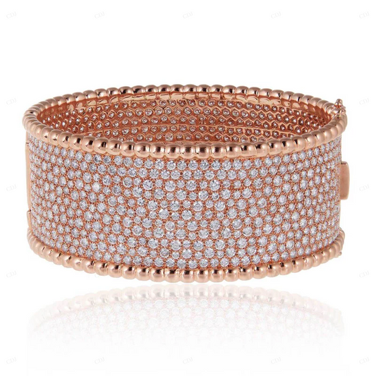 18K Rose Gold VVS Moissanite Unique Bangle Bracelet CustomDiamJewel