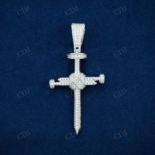 Round Cut Cross Hip Hop Diamond Pendant  customdiamjewel   