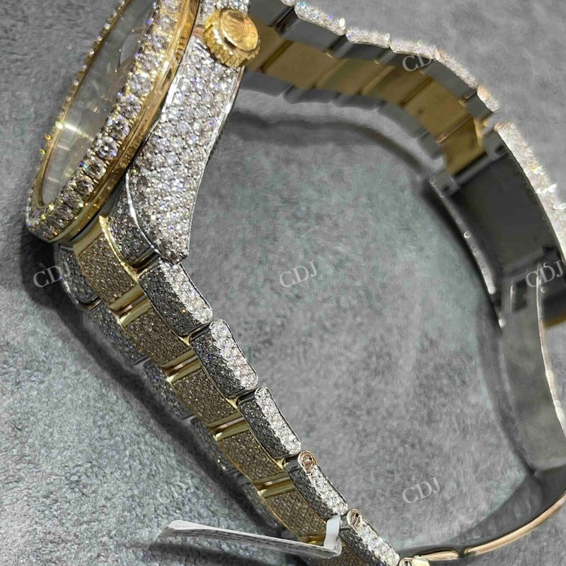 Rolex Sky Dweller Champagne Dial Iced Out Lab Diamond Watch customdiamjewel