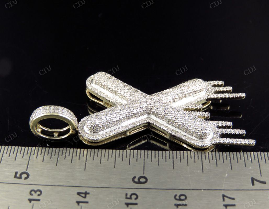 10K Solid Gold Diamond Bubble Initial 'X' Letter Pendant CustomDiamJewel