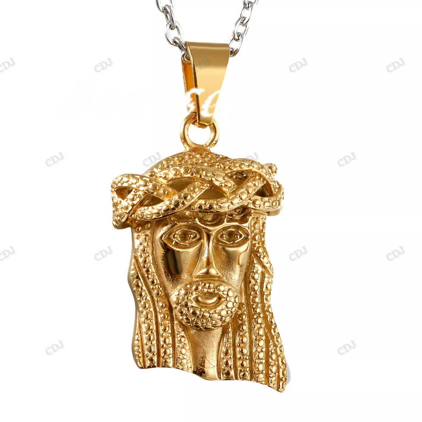 Hip Hop Fully Iced Out Gold Plated Jesus Pendant hip hop jewelry CustomDiamJewel
