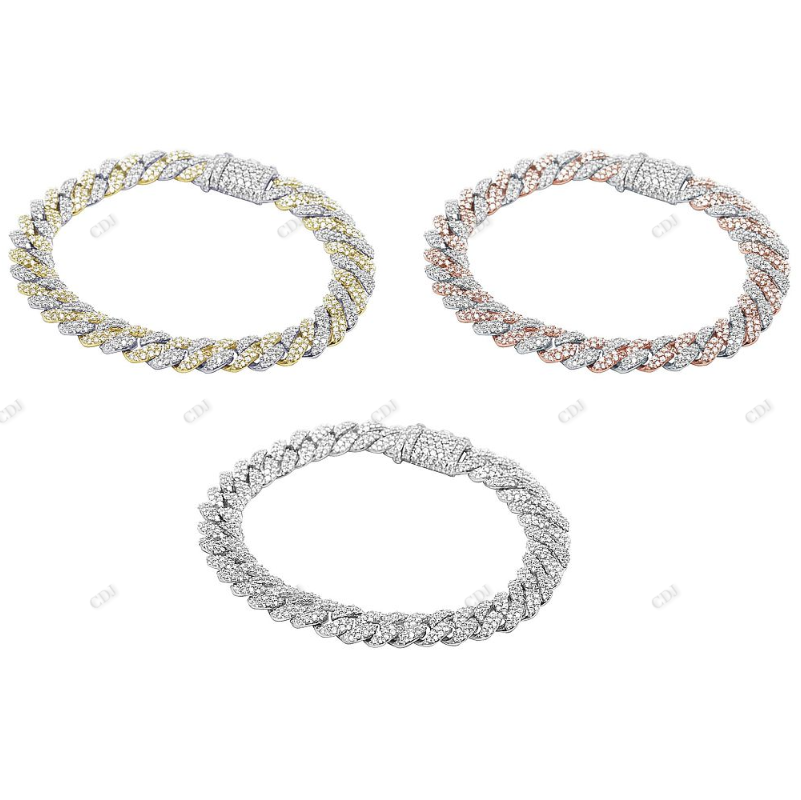 Hip Hop Style Silver Moissanite  Cuban bracelet