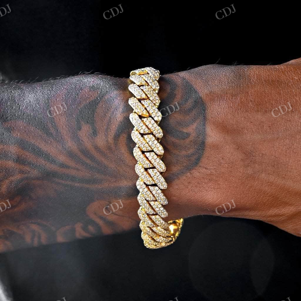 12MM Diamond Prong Set Cuban Link Chain For Men's  customdiamjewel   