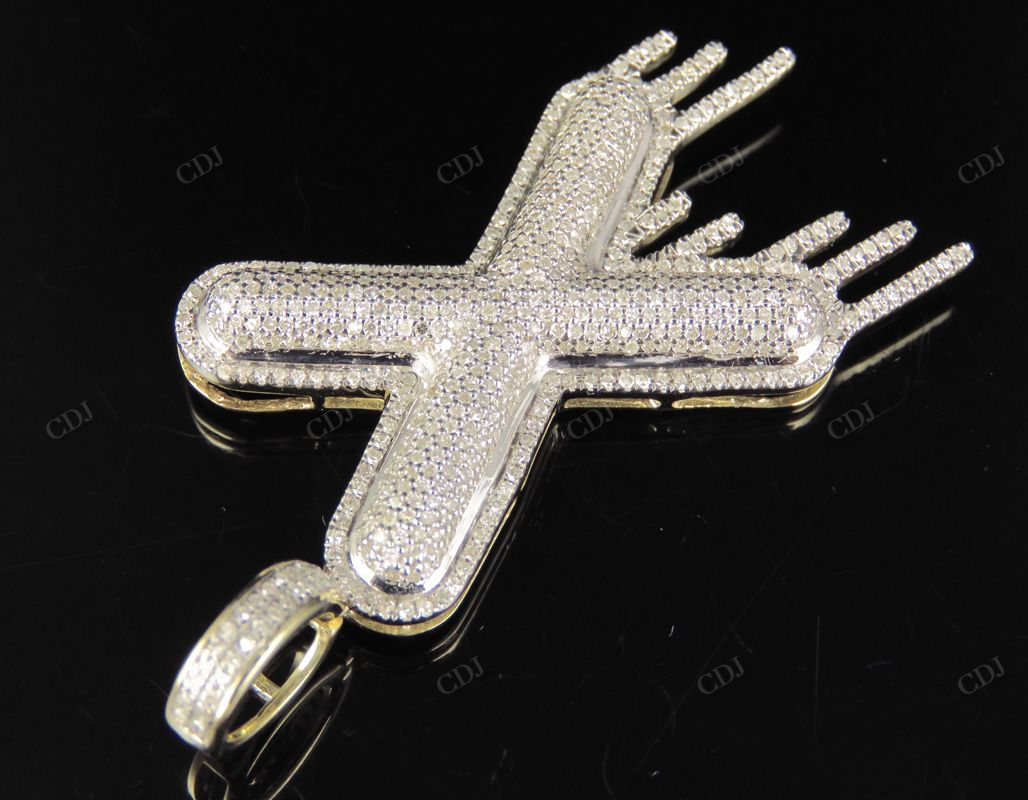 10K Solid Gold Diamond Bubble Initial 'X' Letter Pendant CustomDiamJewel