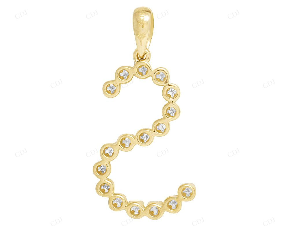 1" 0.20 CTW 10K Yellow Gold Natural Diamond Initial "S" Pendant CustomDiamJewel