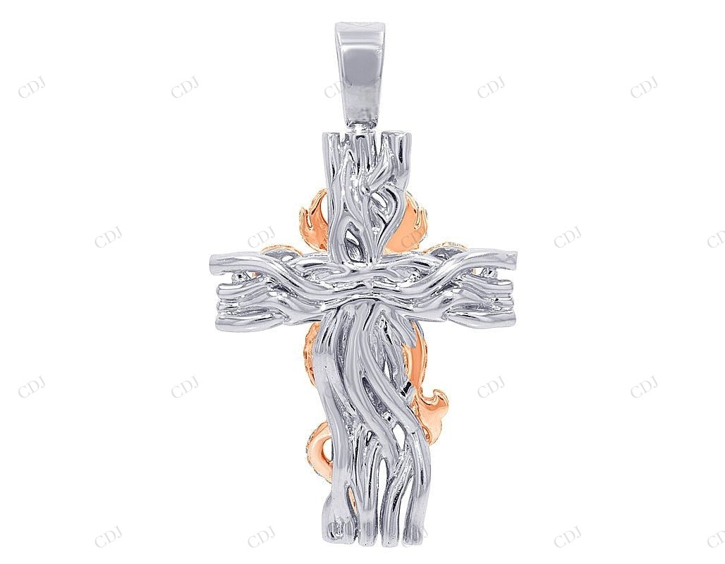 Vine Cross Lab Grown Diamond 2.1 Inch 14K Gold Pendant Hip Hop Pendent CustomDiamJewel