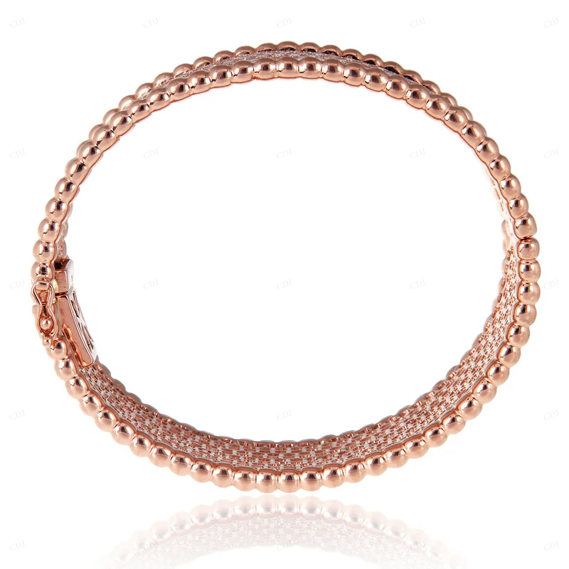 18K Rose Gold VVS Moissanite Unique Bangle Bracelet CustomDiamJewel