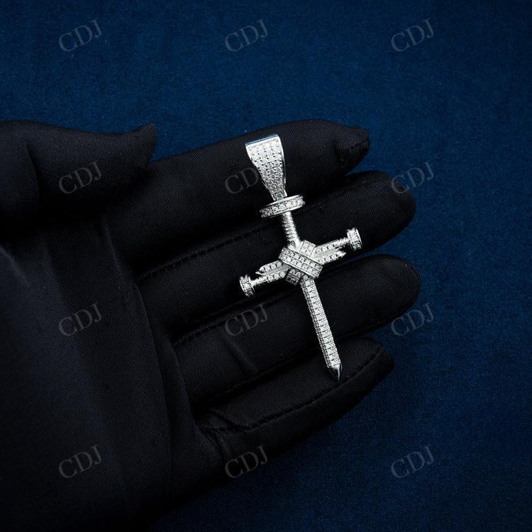 Round Cut Cross Hip Hop Diamond Pendant  customdiamjewel   