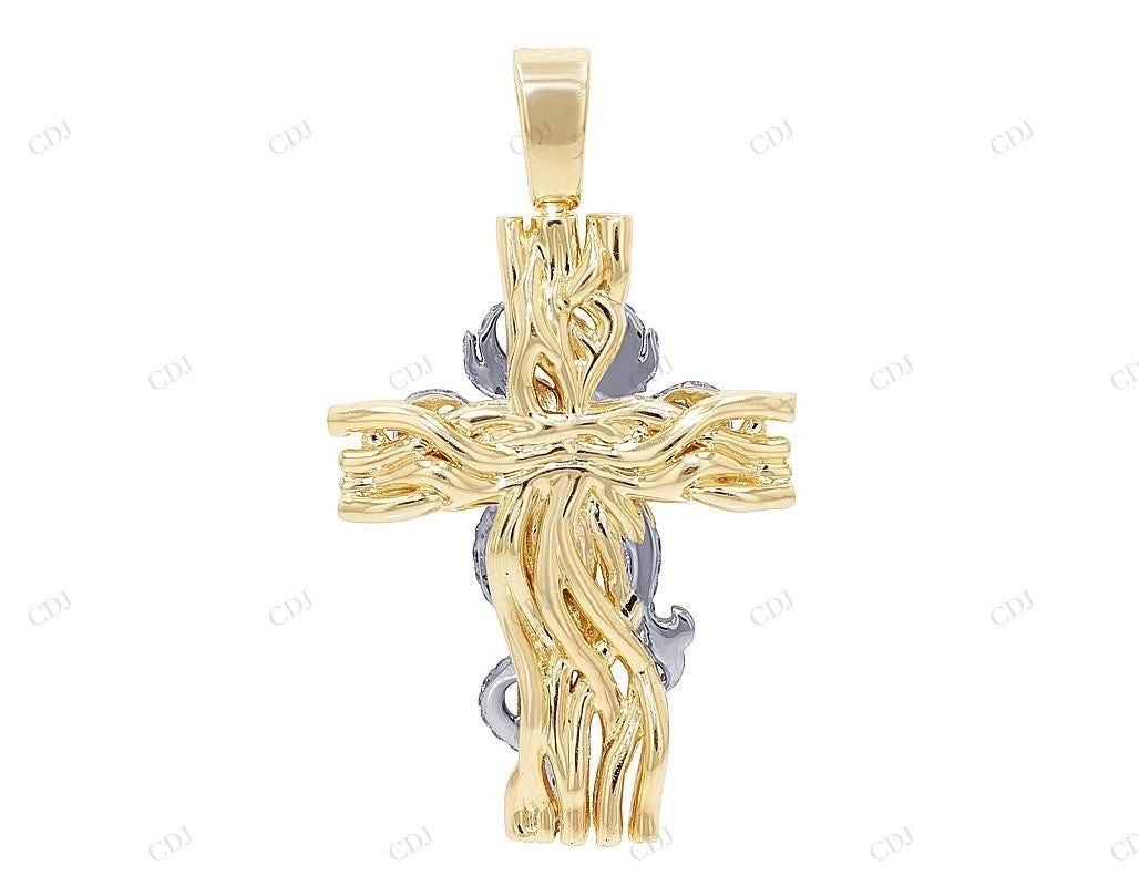 Vine Cross Lab Grown Diamond 2.1 Inch 14K Gold Pendant Hip Hop Pendent CustomDiamJewel