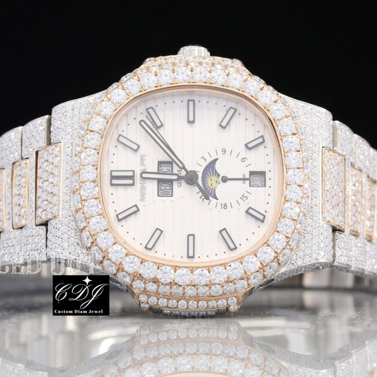 41mm Luxury Iced Out Yellow White Bust Down Moissanite Diamond Watch customdiamjewel