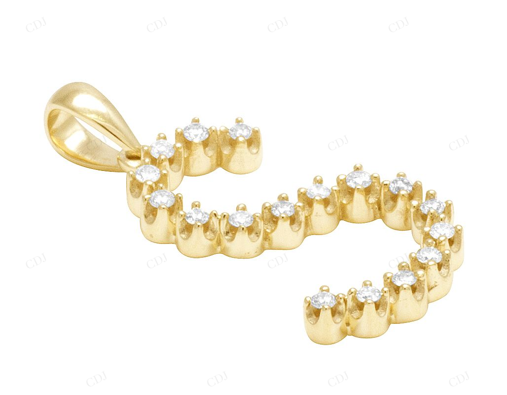 1" 0.20 CTW 10K Yellow Gold Natural Diamond Initial "S" Pendant CustomDiamJewel
