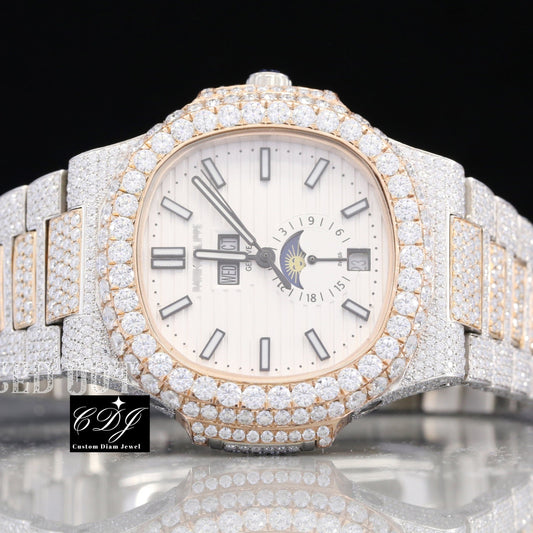 Two Tone Patek Philippe Iced Out Hip Hop Watch customdiamjewel