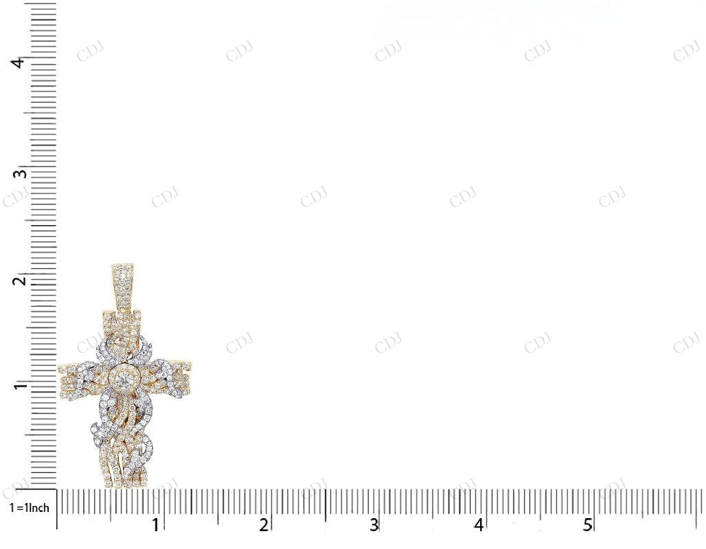 Vine Cross Lab Grown Diamond 2.1 Inch 14K Gold Pendant Hip Hop Pendent CustomDiamJewel