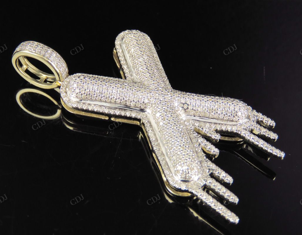 10K Solid Gold Diamond Bubble Initial 'X' Letter Pendant CustomDiamJewel