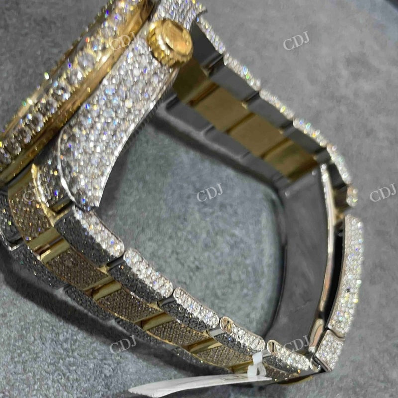 Rolex Sky Dweller Champagne Dial Iced Out Lab Diamond Watch customdiamjewel
