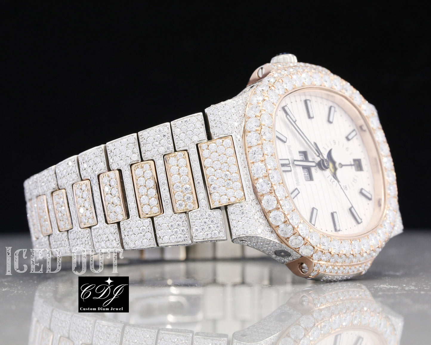 Two Tone Natural Diamond Watch Fully Iced Out Diamond Watches Customized Manufacture Watches For Men Top Branded Wrist Watches Mechanical Automatic